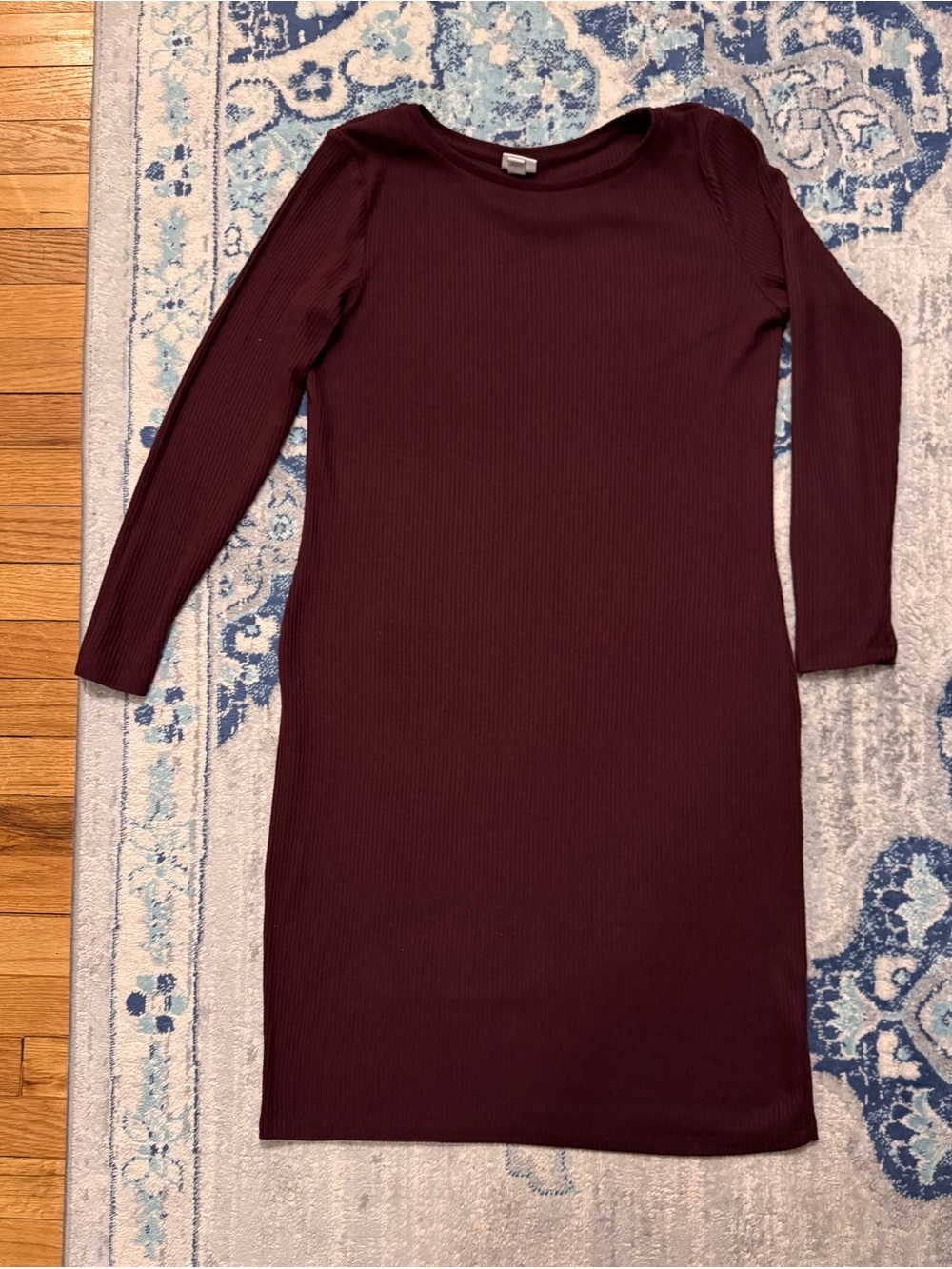 a new day maroon colored ribbed sweater dress. Size Large.